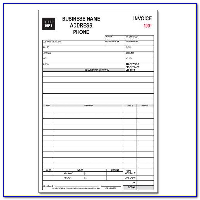 Free Appliance Repair Invoice Template