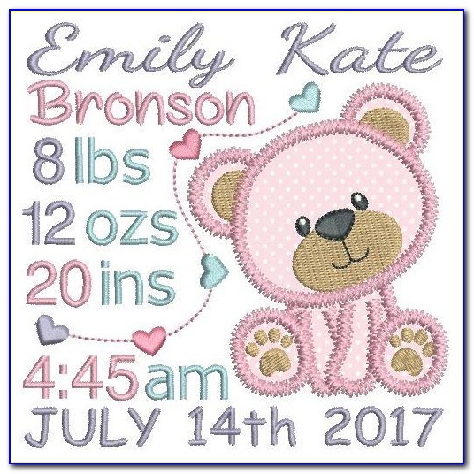 Free Birth Announcement Embroidery Design