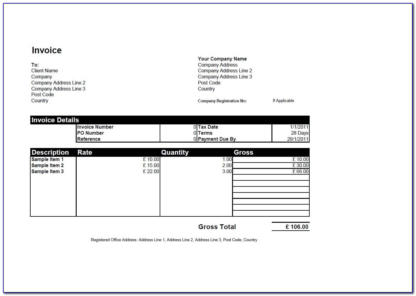 Free Invoice Examples In Word