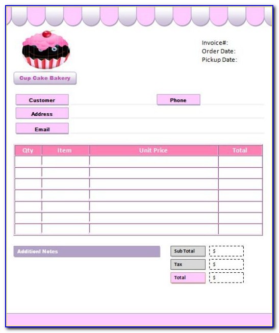 Free Invoice Template For Cake Business