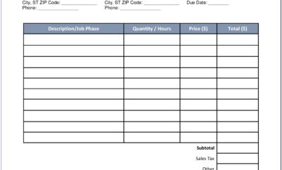 Free Printable Contractor Invoice Forms