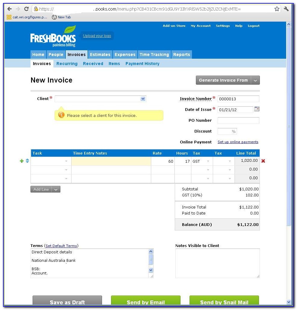 Freshbooks Free Invoice Template