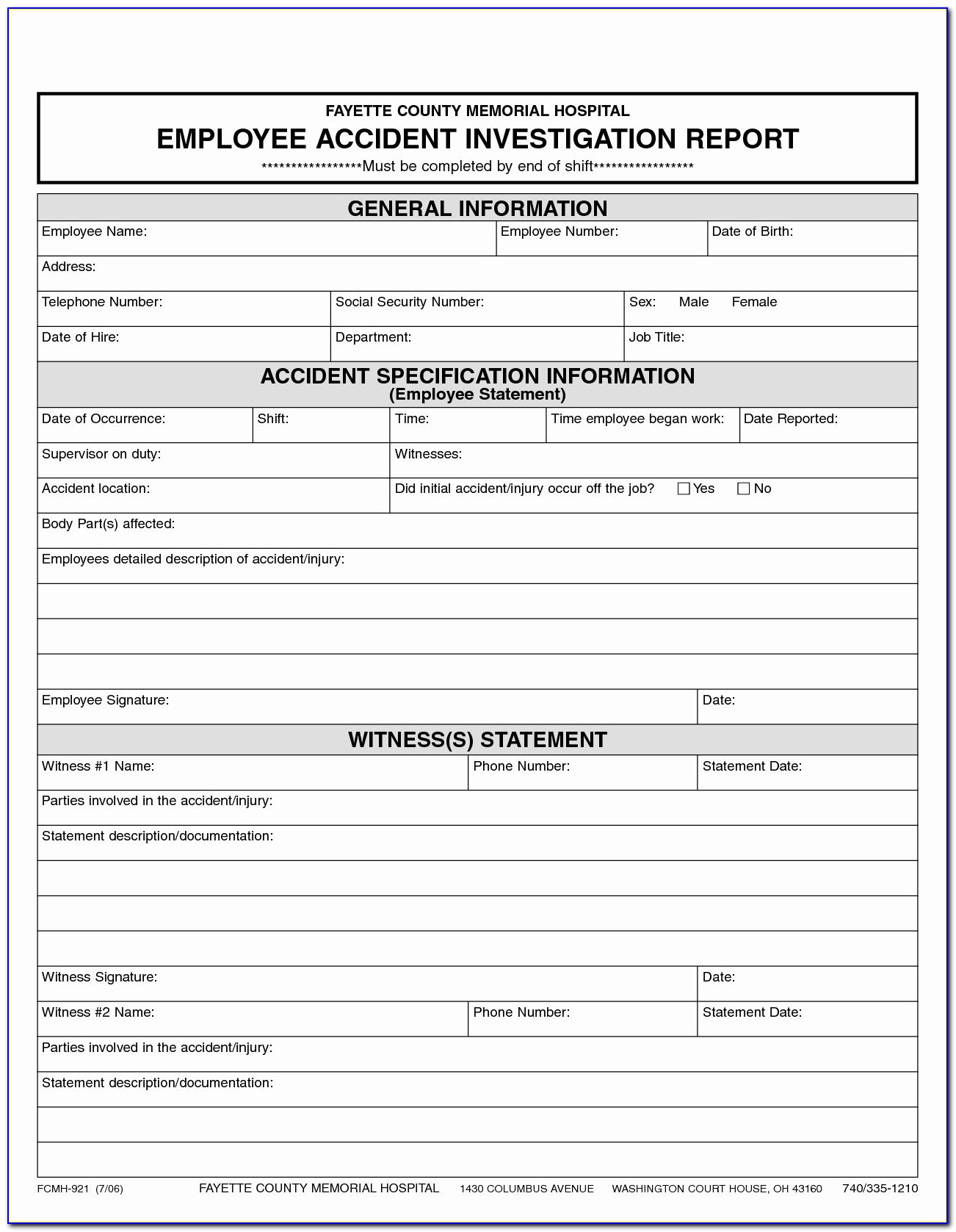 Incident Investigation Forms Templates