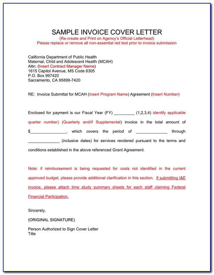 Invoice Cover Letter Example