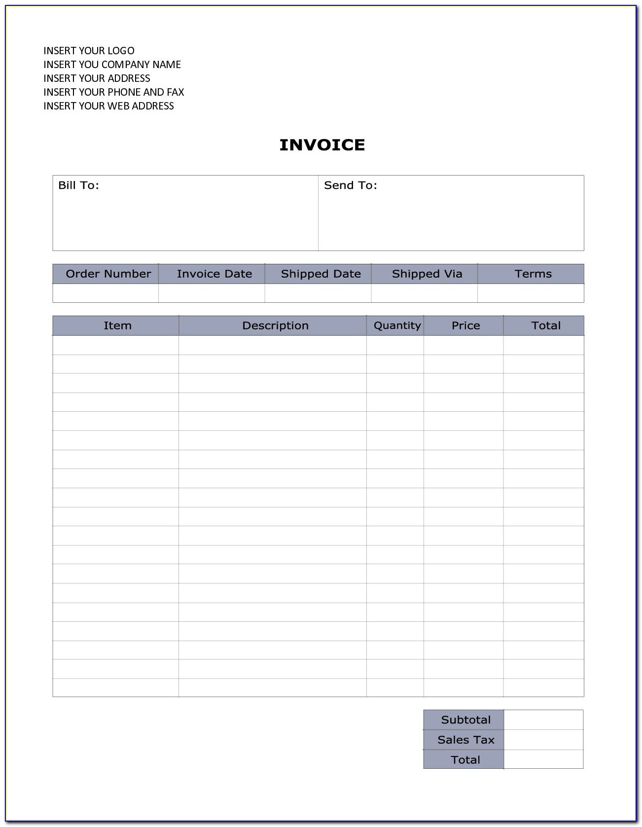 Invoice Example Word Document