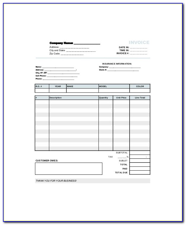 Invoice Forms Free Printable