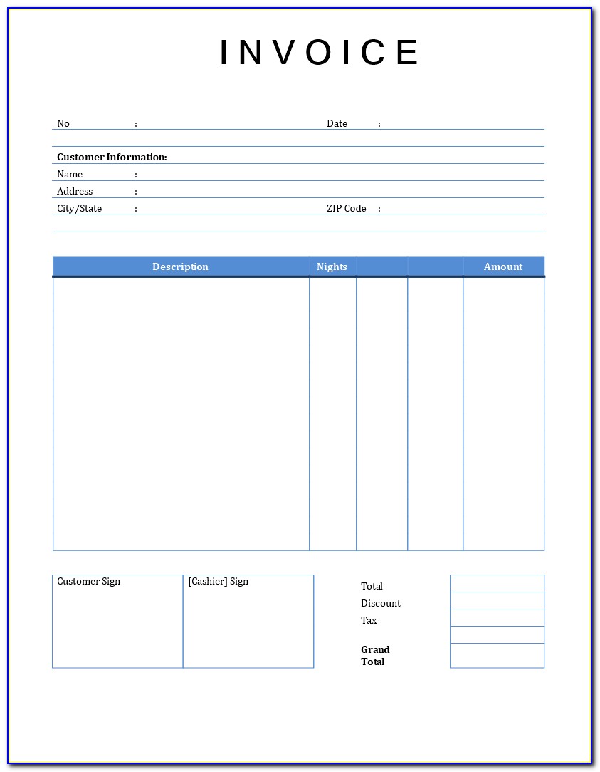 Invoice Sample Word Document