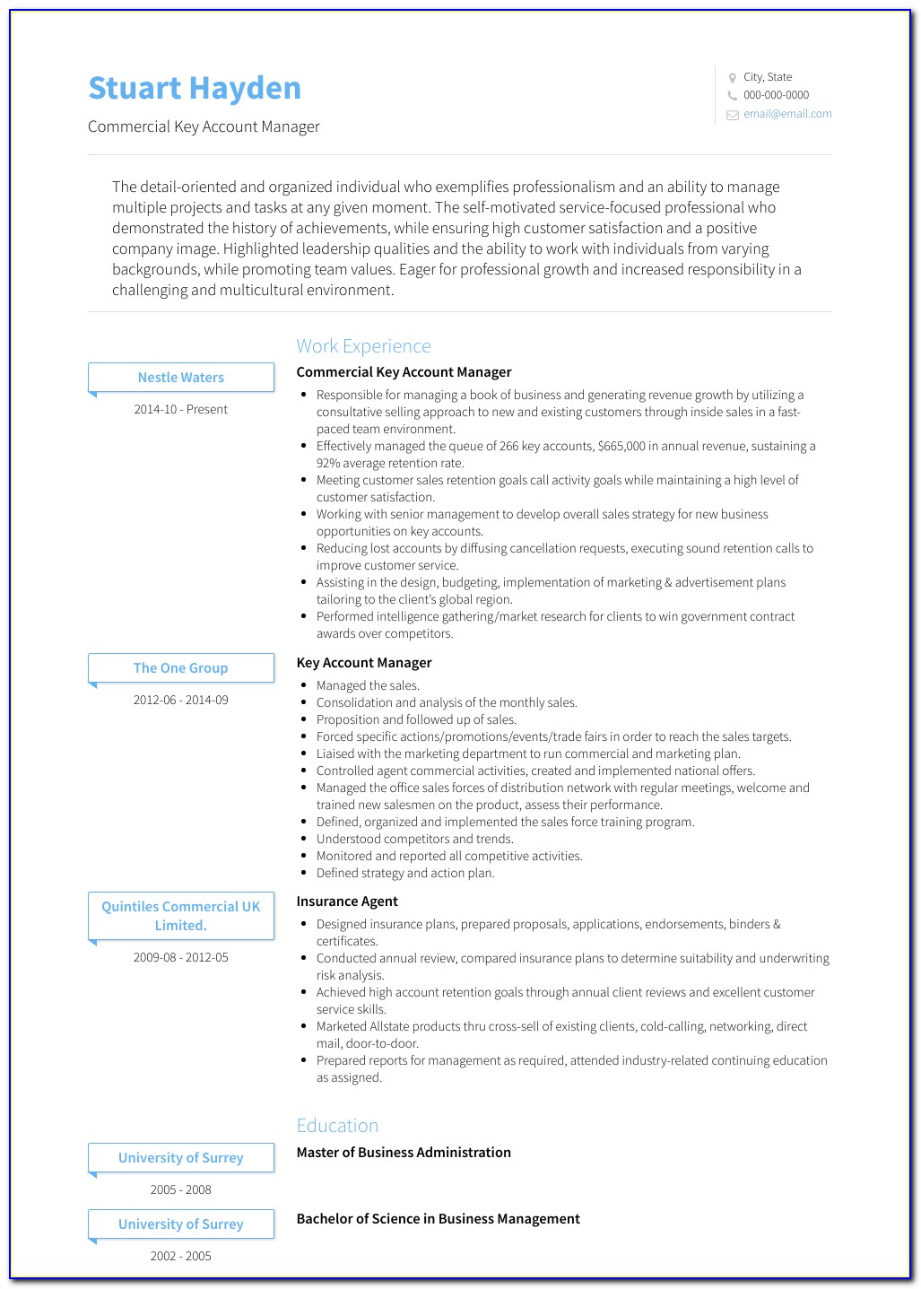 Key Account Manager Resume Templates