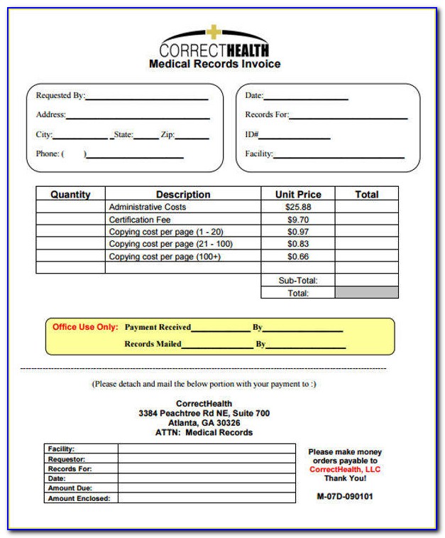 Medical Records Invoice Form