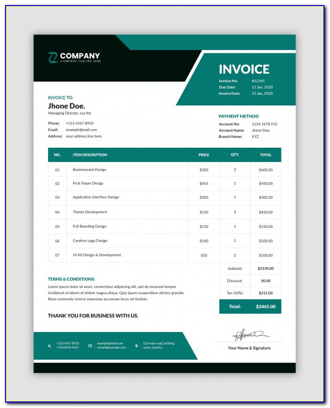 Minimalist Invoice Template Excel
