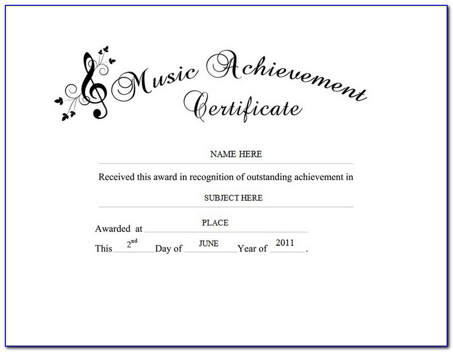 Music Achievement Award Certificate Templates