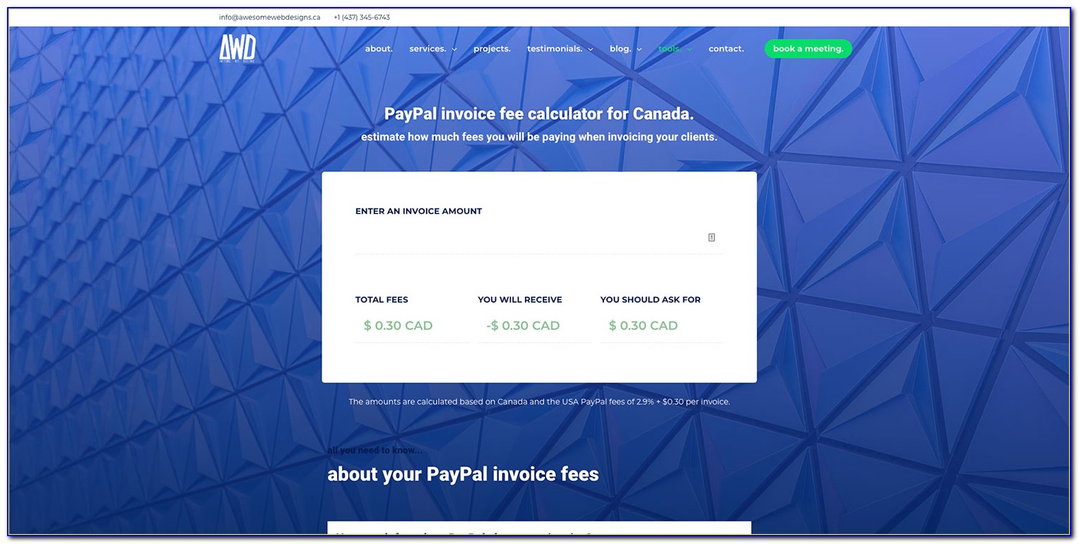 Paypal Invoice Calculator