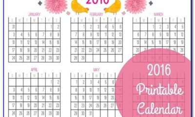 Printable Year At A Glance Calendar 2016