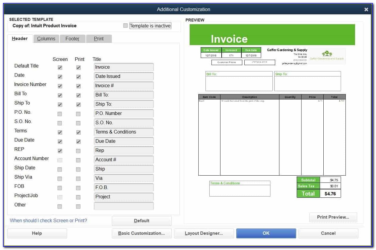 Quickbooks Edit Invoice Form