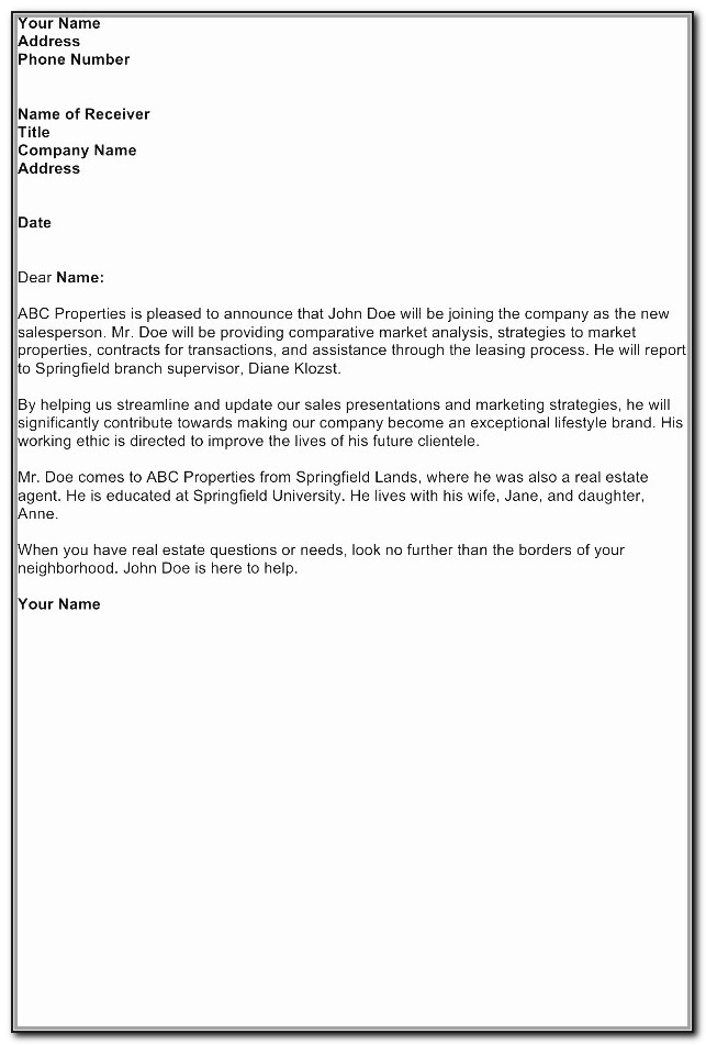 Real Estate Agent Introduction Letter Template