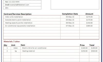 Renovation Invoice Template Excel