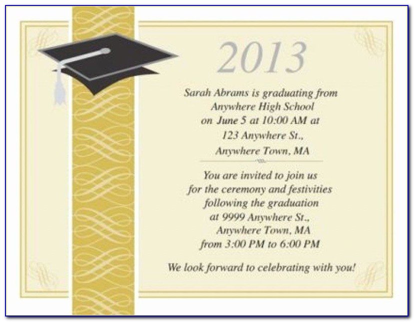 Sample College Graduation Announcement Wording With Minor