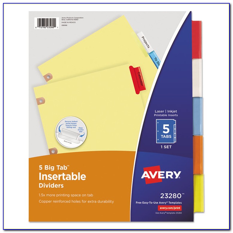 Staples 8 Large Tab Insertable Dividers Template 13487