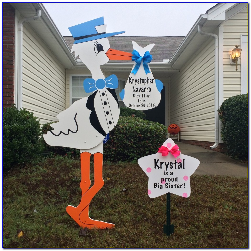 Stork Birth Announcement Yard Sign