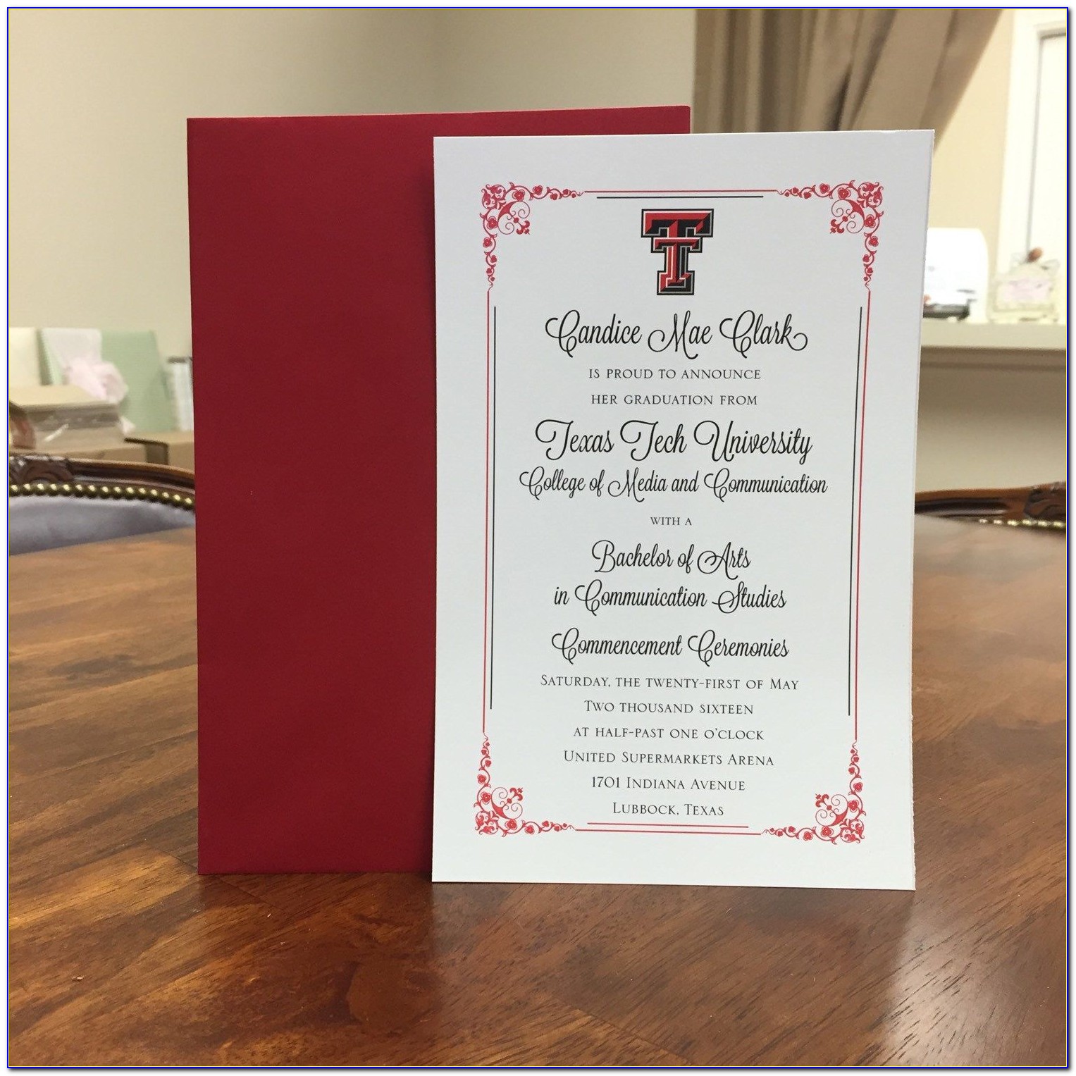 Texas Tech College Graduation Announcements