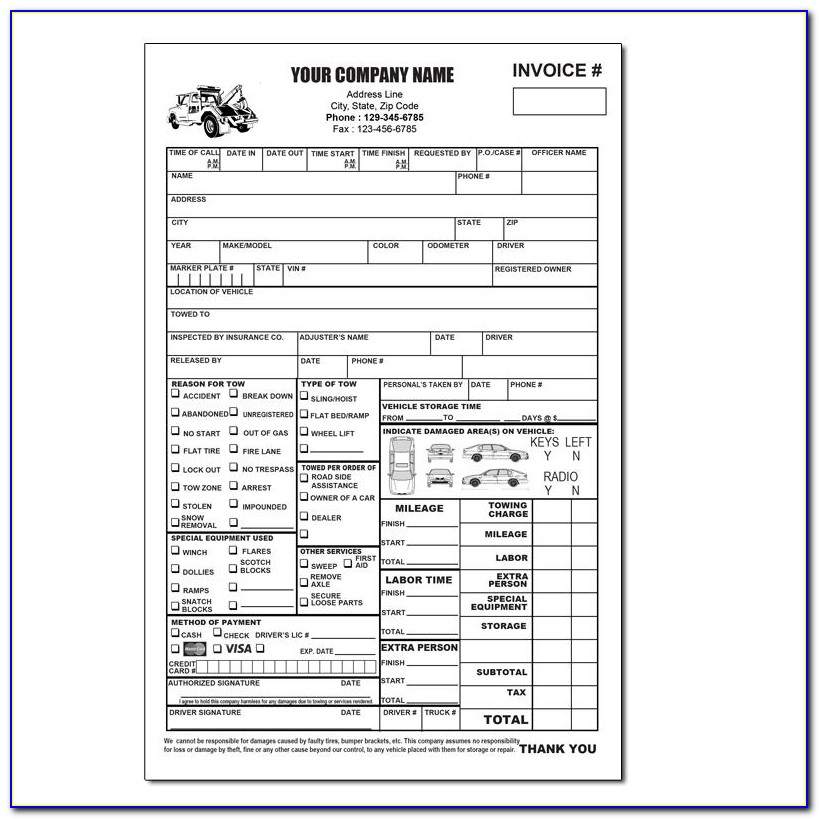 Towing Invoice Books