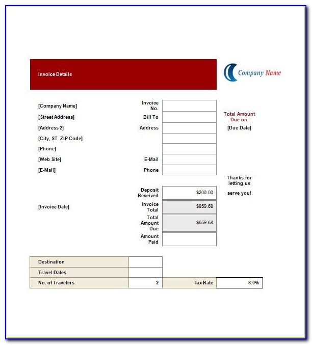 Travel Agency Invoice Format Word Download
