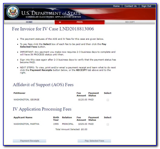 U.s. Department Of State's Online Immigrant Visa Invoice Payment Center