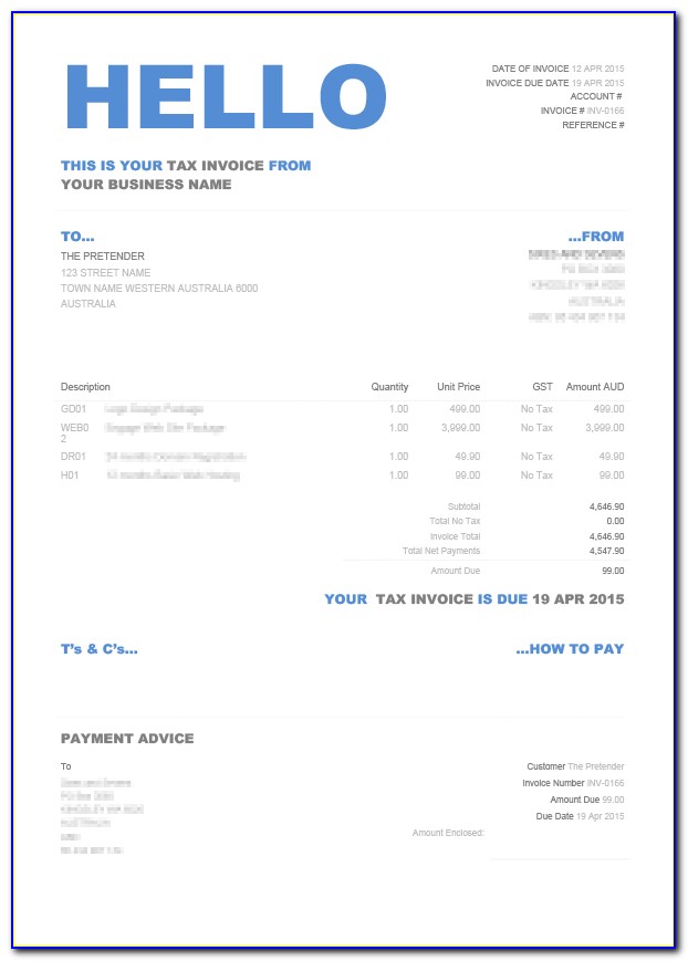 Xero Custom Invoice Template