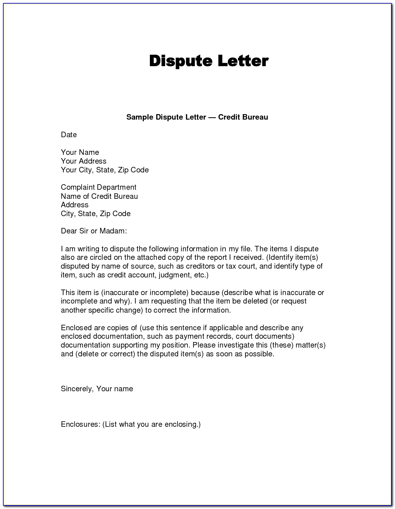 609 Dispute Letters For Free