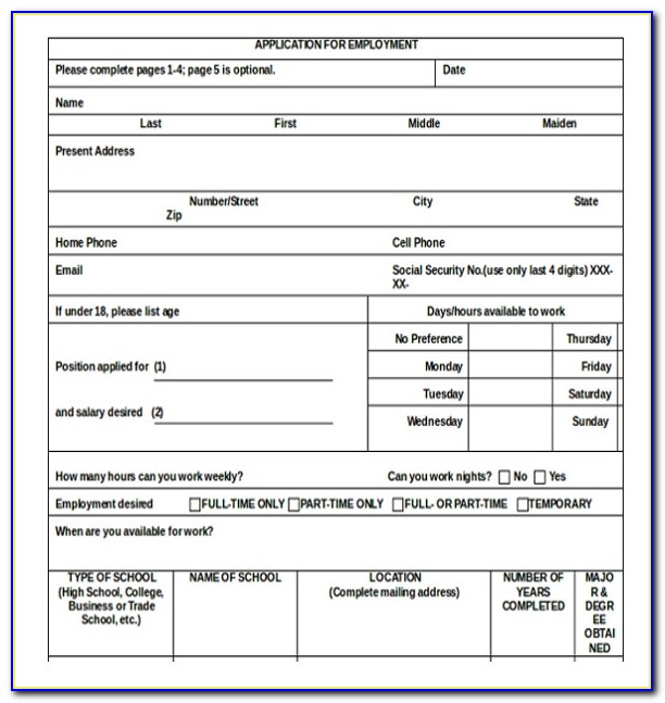 Application Form Template Free Download