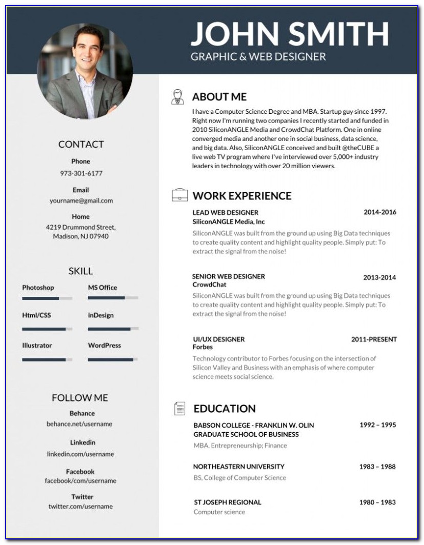 Best Resume Format Download For Fresher With Photo
