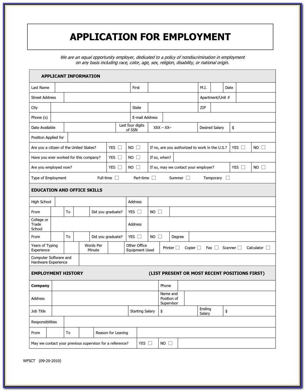 Blank Job Application Form Word Document Pdf