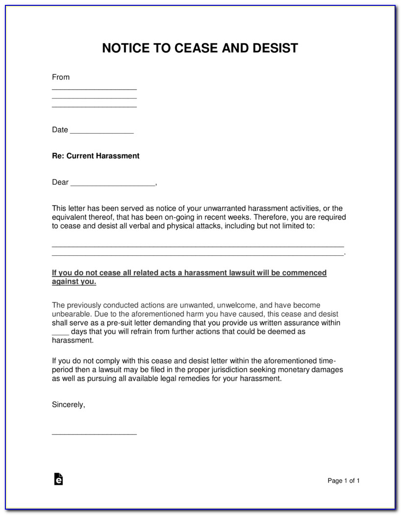 Cease And Desist Letter Sample Trespassing