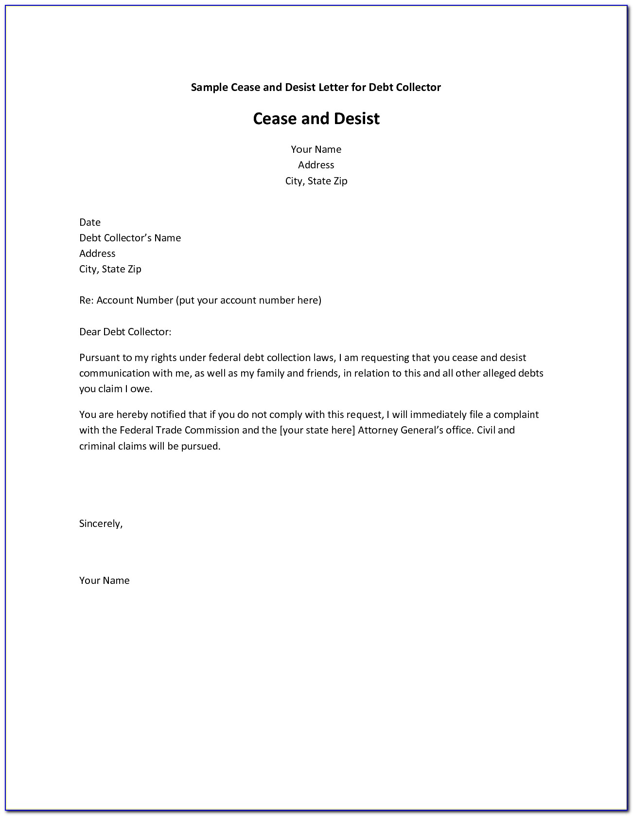 Cease And Desist Letter Template Doc