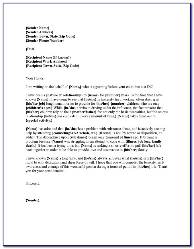 Character Reference Letter For Court Template Pdf