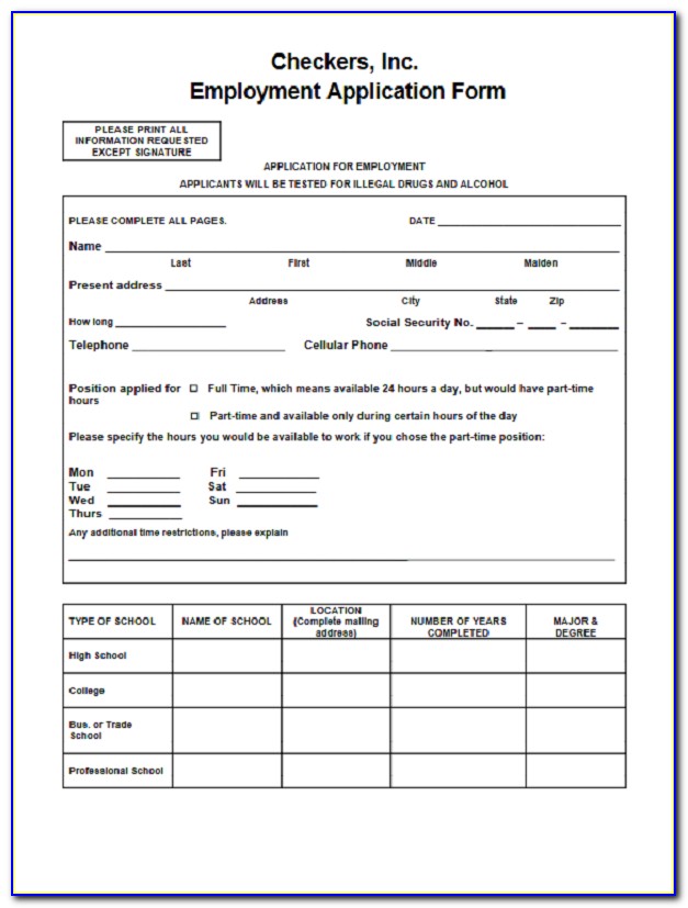 Checkers Online Job Application Form