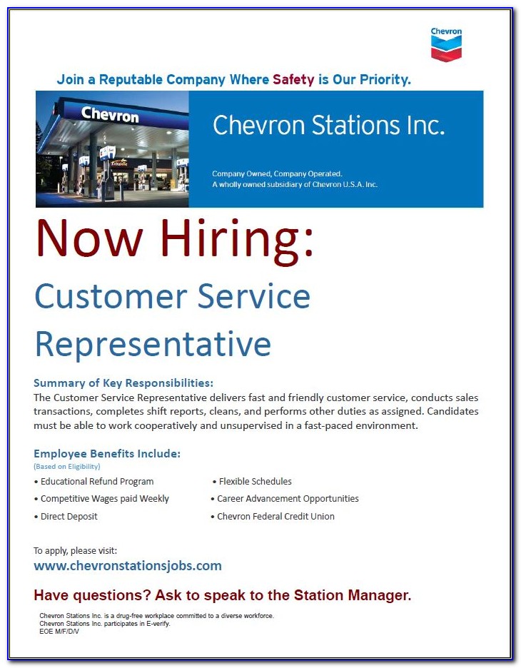 Chevron Gas Station Job Application Online
