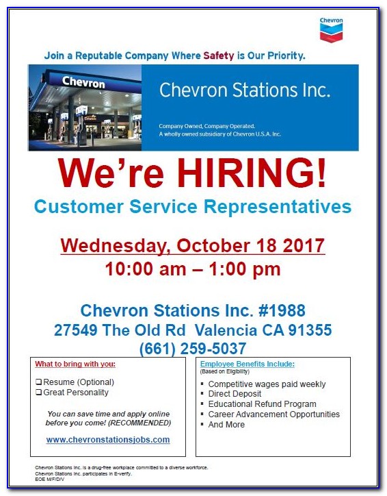 Chevron Gas Station Job Application