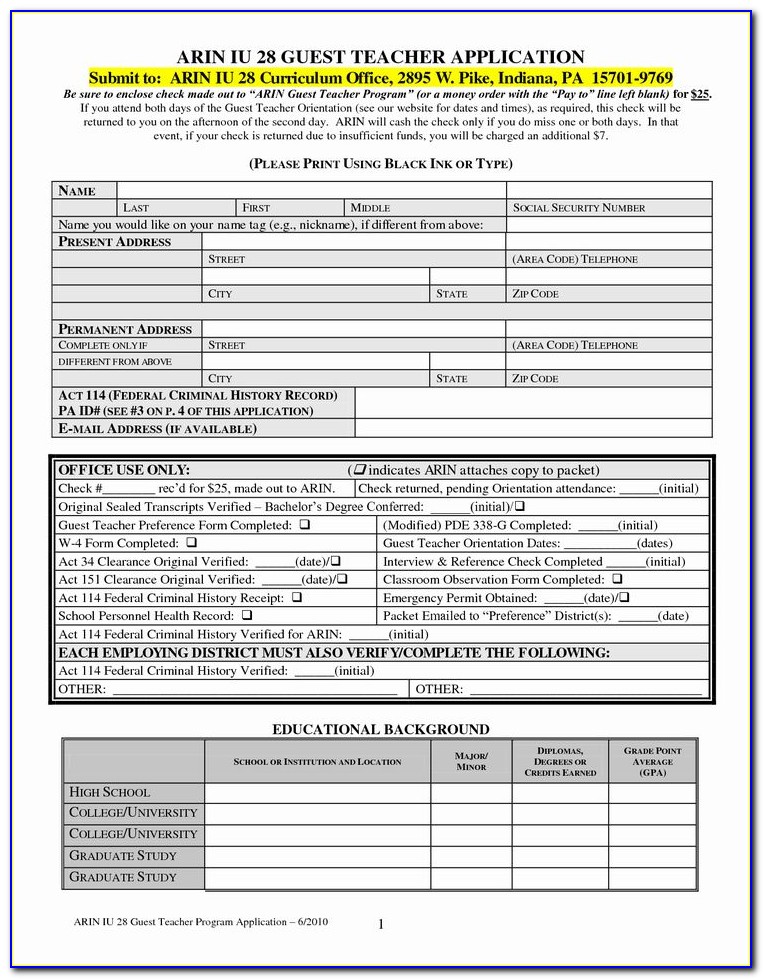 Cleaning Job Application Form Template Uk