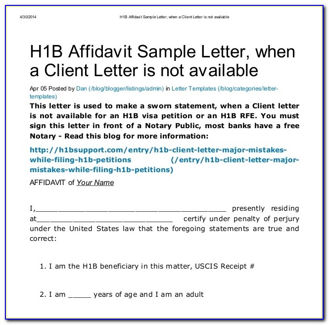 Client Letter For H1b Format