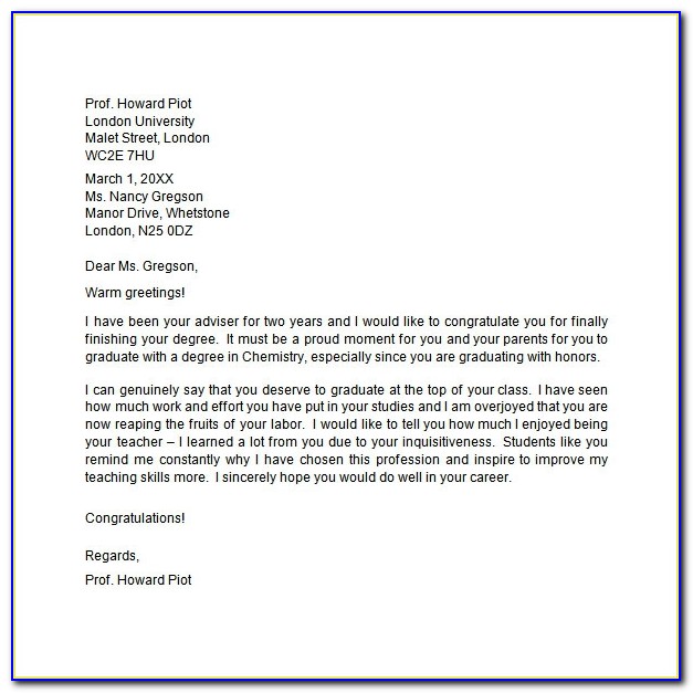 Congratulation Letter For Graduation From University
