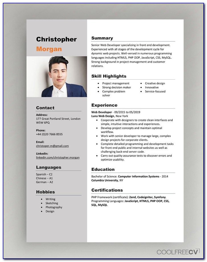 Cool Cv Template Free Download