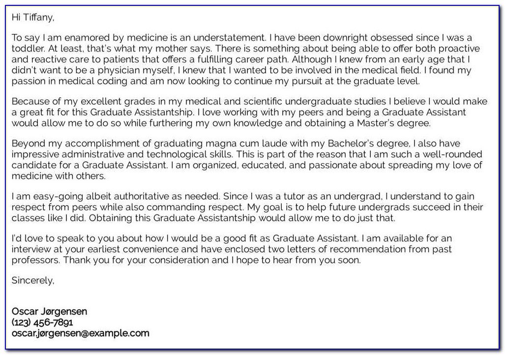 Cover Letter For Graduate Assistantship Job