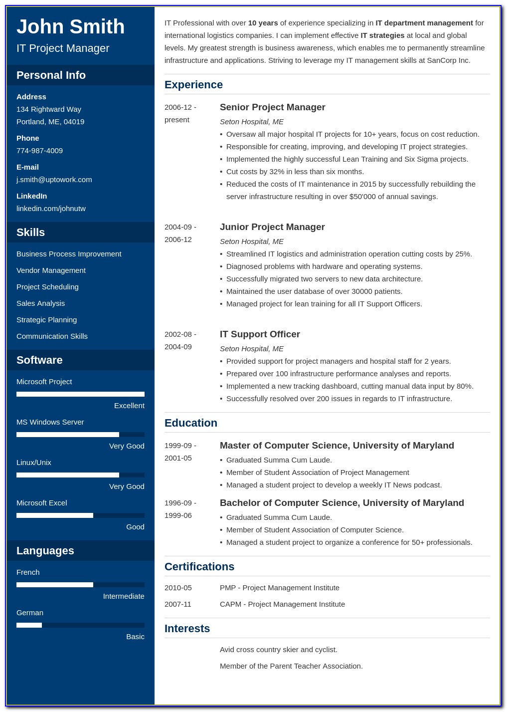 Download Resume Templates For Pages