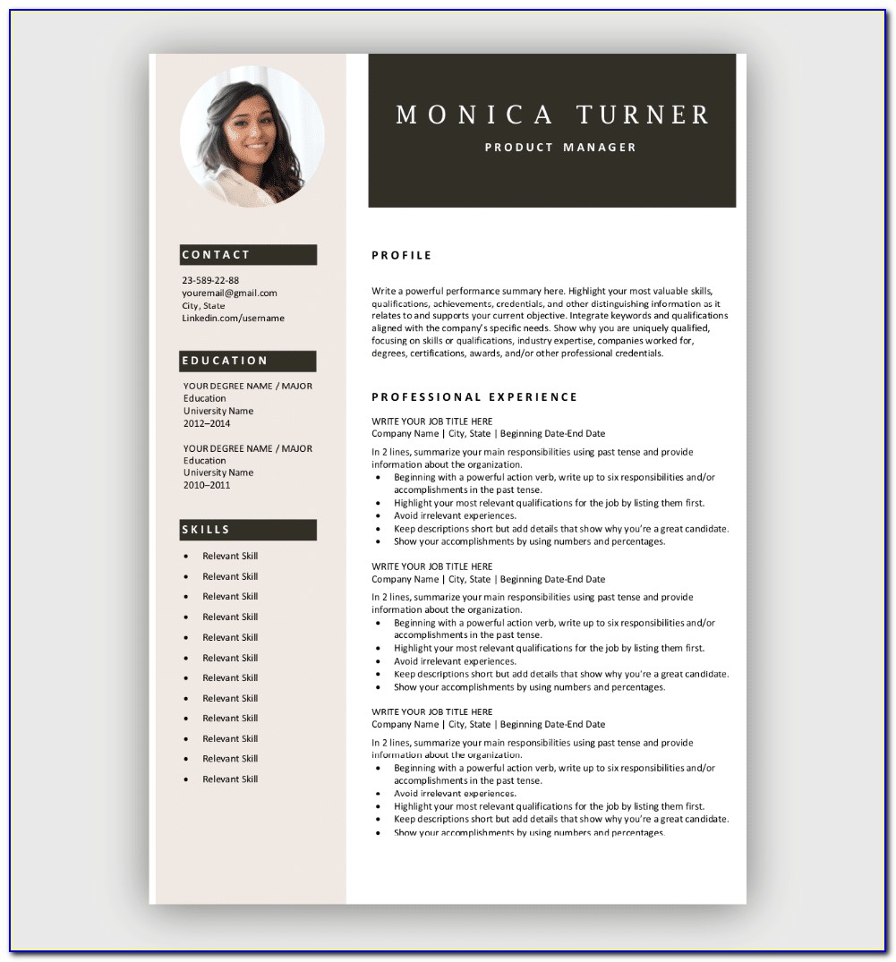 Downloadable Resume Templates With Photo