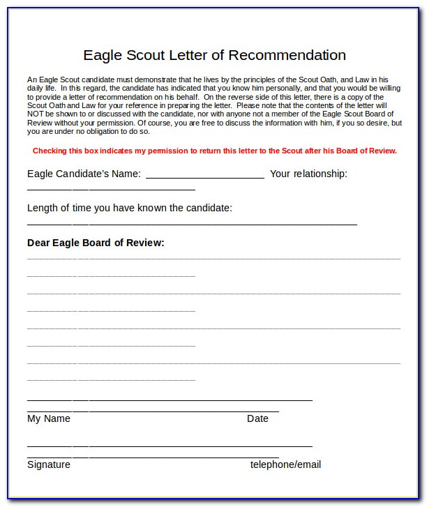Eagle Scout Letter Of Recommendation Cover Letter