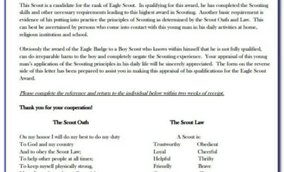 Eagle Scout Letter Of Recommendation Parent Example