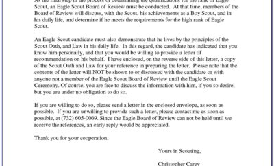 Eagle Scout Letter Of Recommendation Requirements