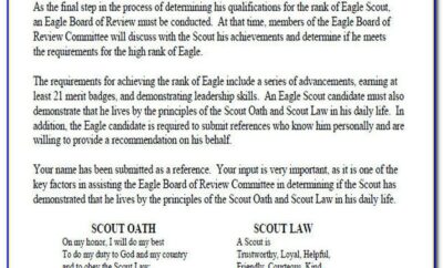 Eagle Scout Letter Of Recommendation Sample