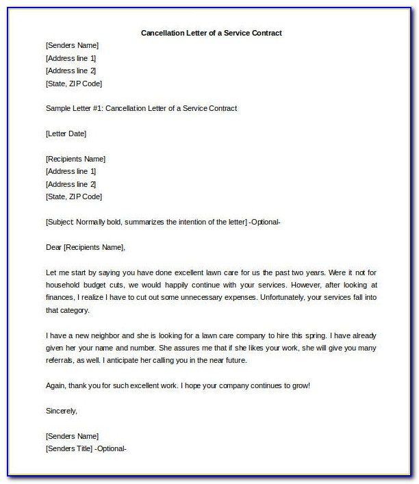 Employee Contract Termination Letter Sample Doc